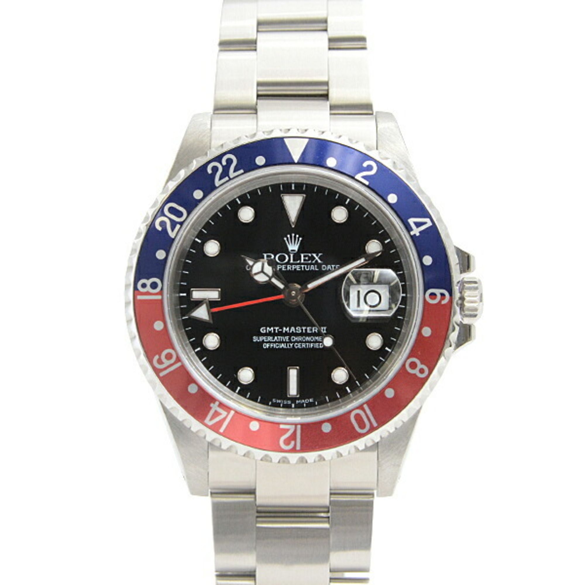 Rolex Men's Watch GMT Master II Pepsi Black Dial Automatic Blue and Red Bezel Y-Serial Stainless Ste