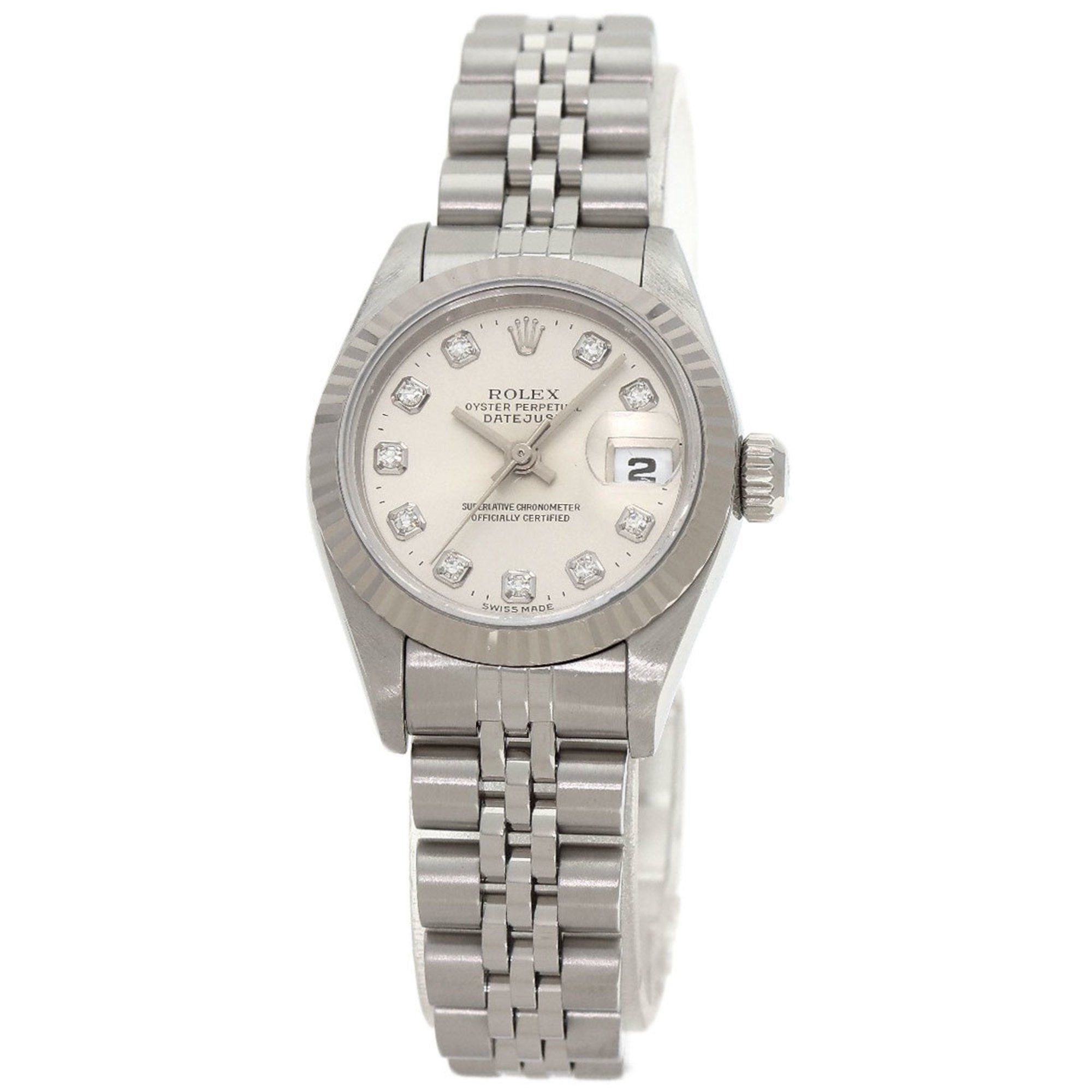 Rolex 69174G Datejust 10P Diamond Watch Stainless Steel SS K18WG Ladies ROLEX