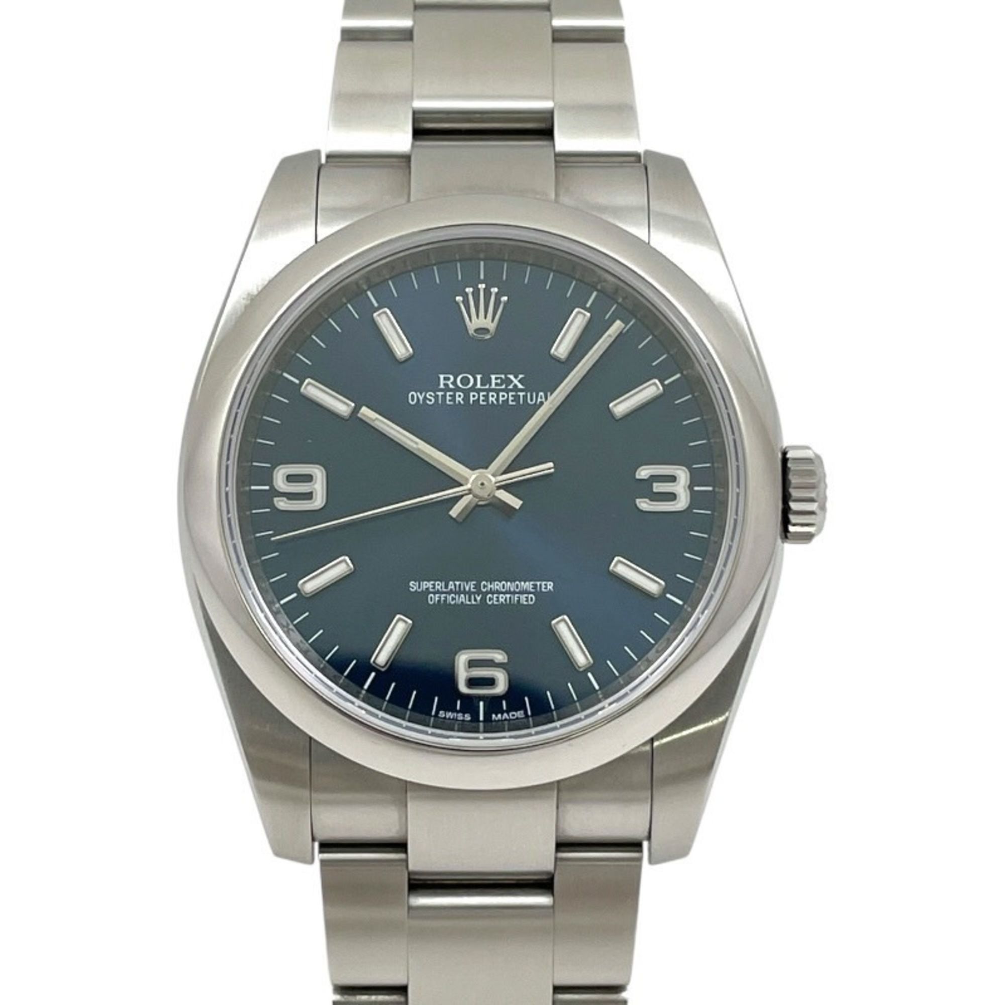 ROLEX Oyster Perpetual 116000 Stainless Steel Men's Watch, Random Number, 2019 Collection, Blue 369,