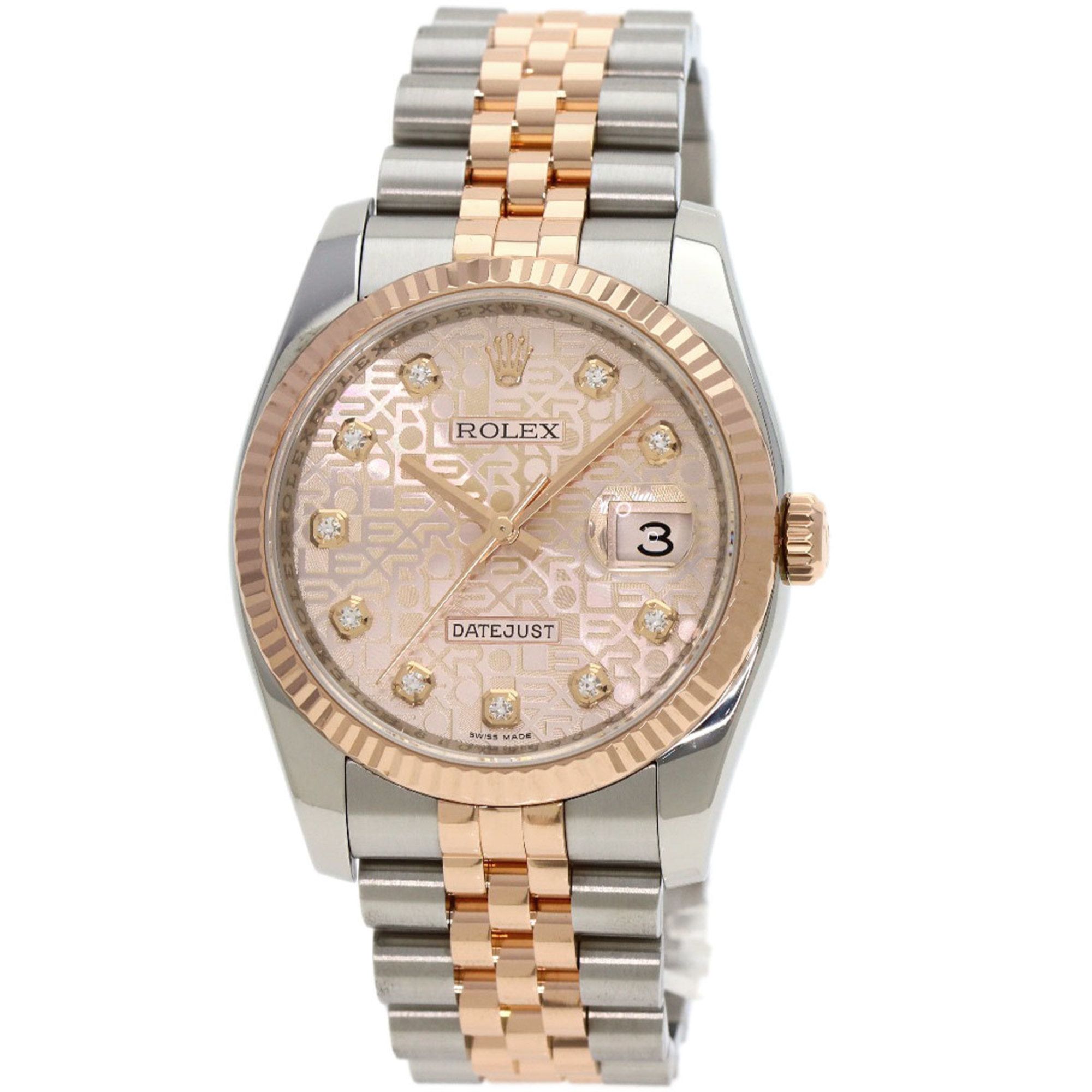 Rolex 116231G Datejust 10P Diamond Watch Stainless Steel/SSxK18RG/Everose Gold Men's ROLEX