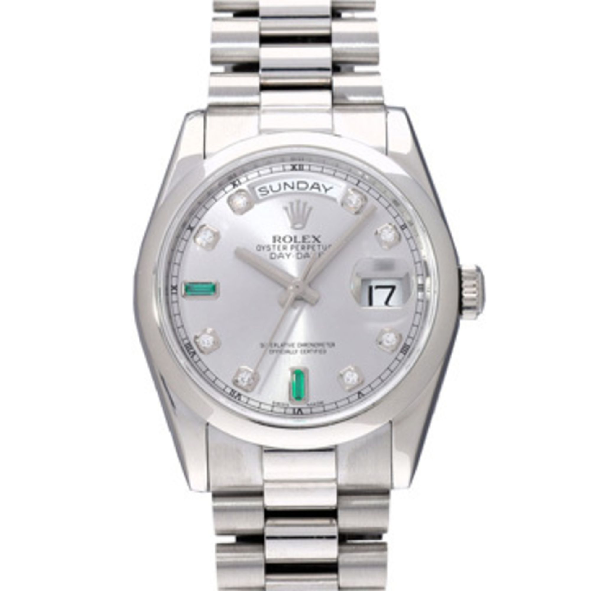 Rolex Day-Date 118206A R serial number (manufactured around 1987) Silver/Diamond Men's Watch Automat
