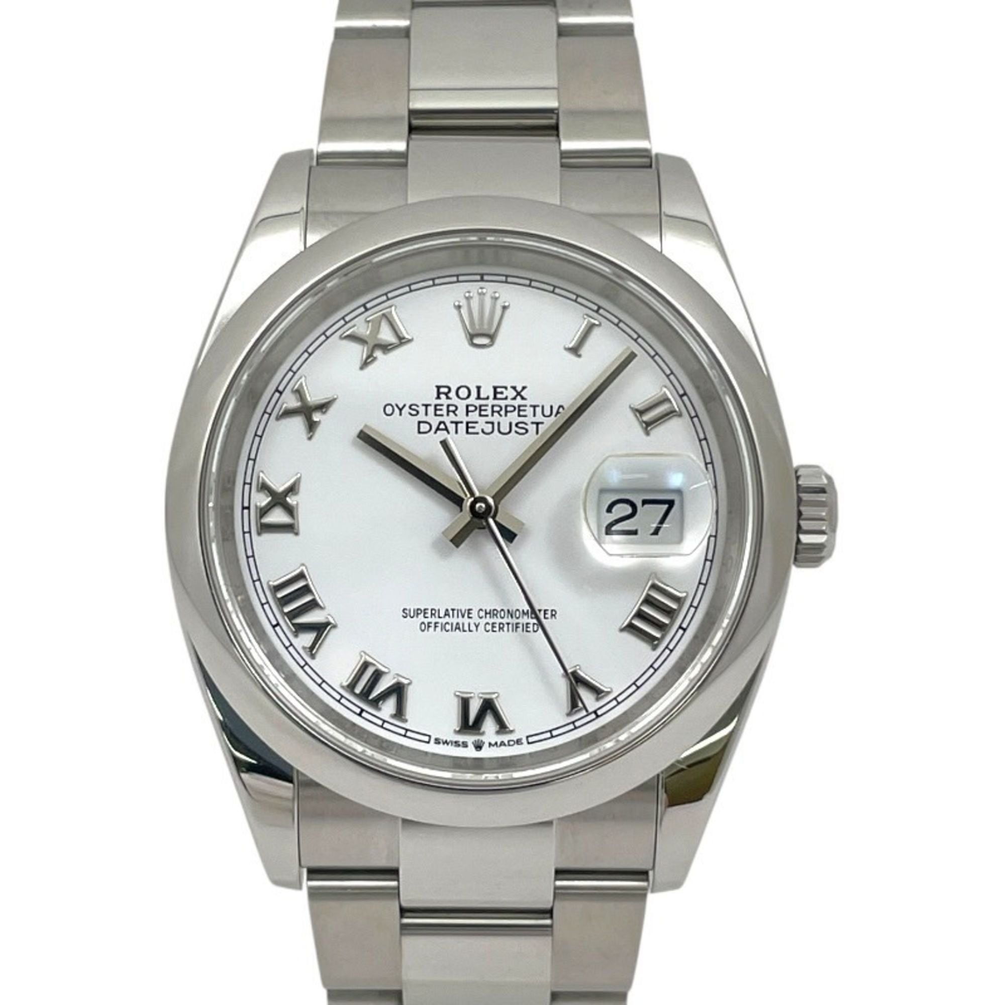 ROLEX Rolex Datejust 36 126200 Stainless Steel Men's Watch, Random Number, 2021 Warranty, White Roma