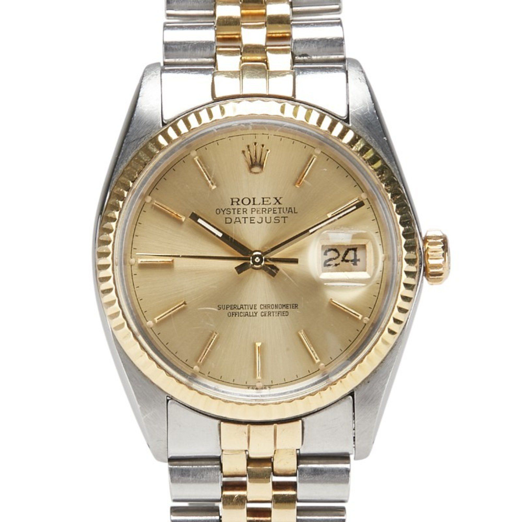 Rolex Datejust Watch 16013 Automatic Gold Dial Stainless Steel 18KYG Yellow Men's ROLEX