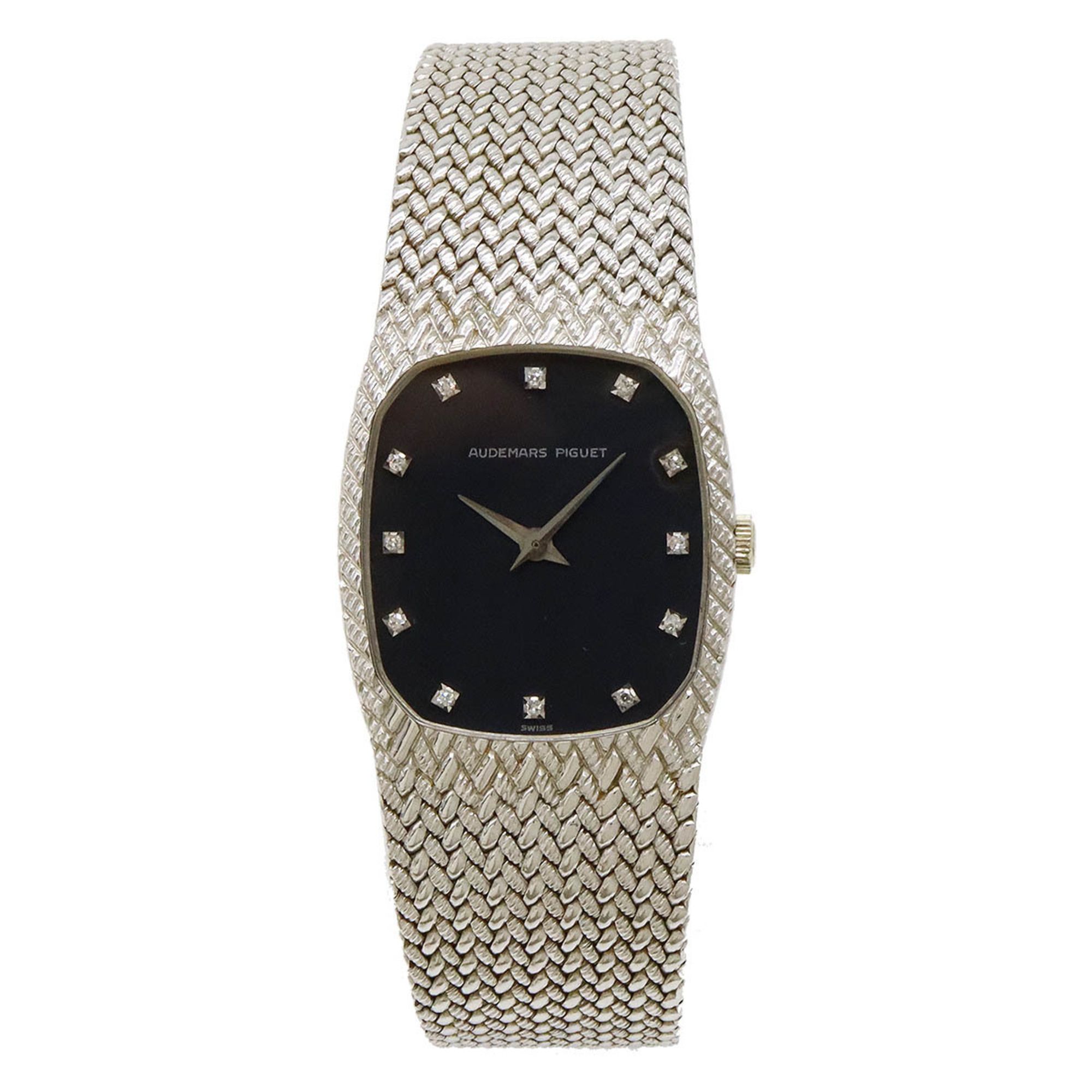AUDEMARS PIGUET AP Cobra Black Dial 12P Diamond K18WG 750WG White Gold Men's Hand-wound Watch