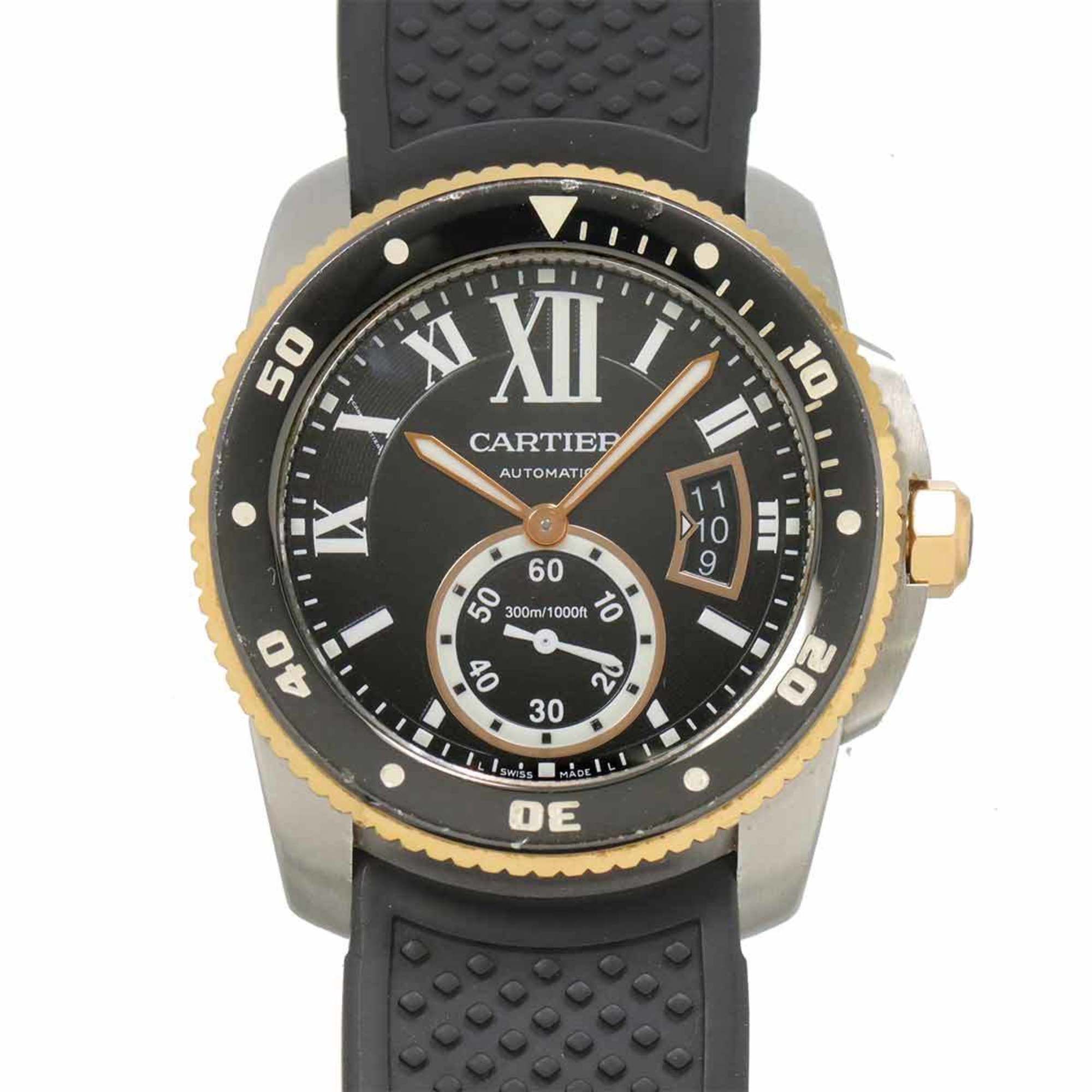 Cartier Calibre de Diver Two-Tone Watch W7100055 Men's 18K Pink Gold Automatic