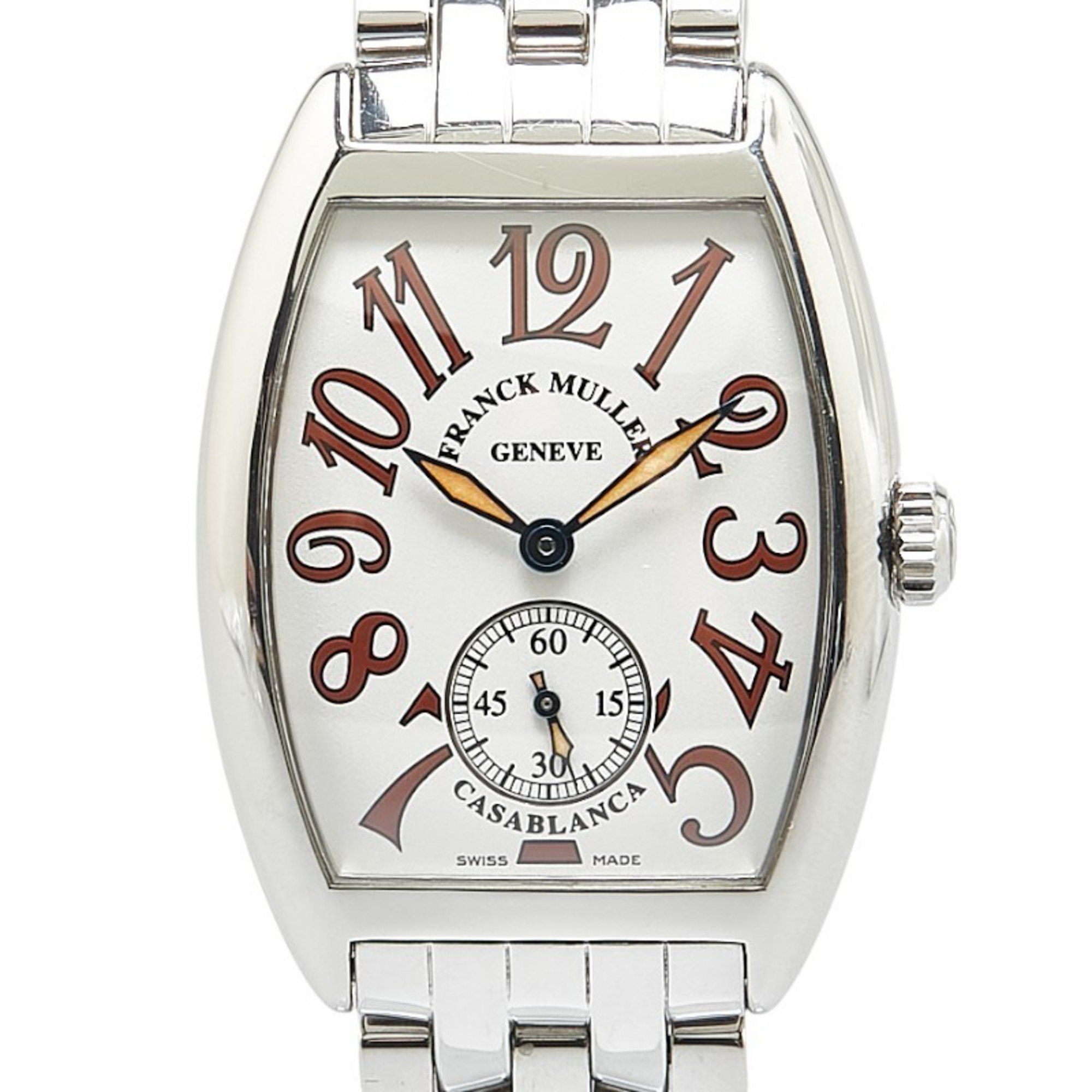 Franck Muller Casablanca Tonneau Curvex Watch 7500S6 Manual Winding White Dial Stainless Steel Ladie
