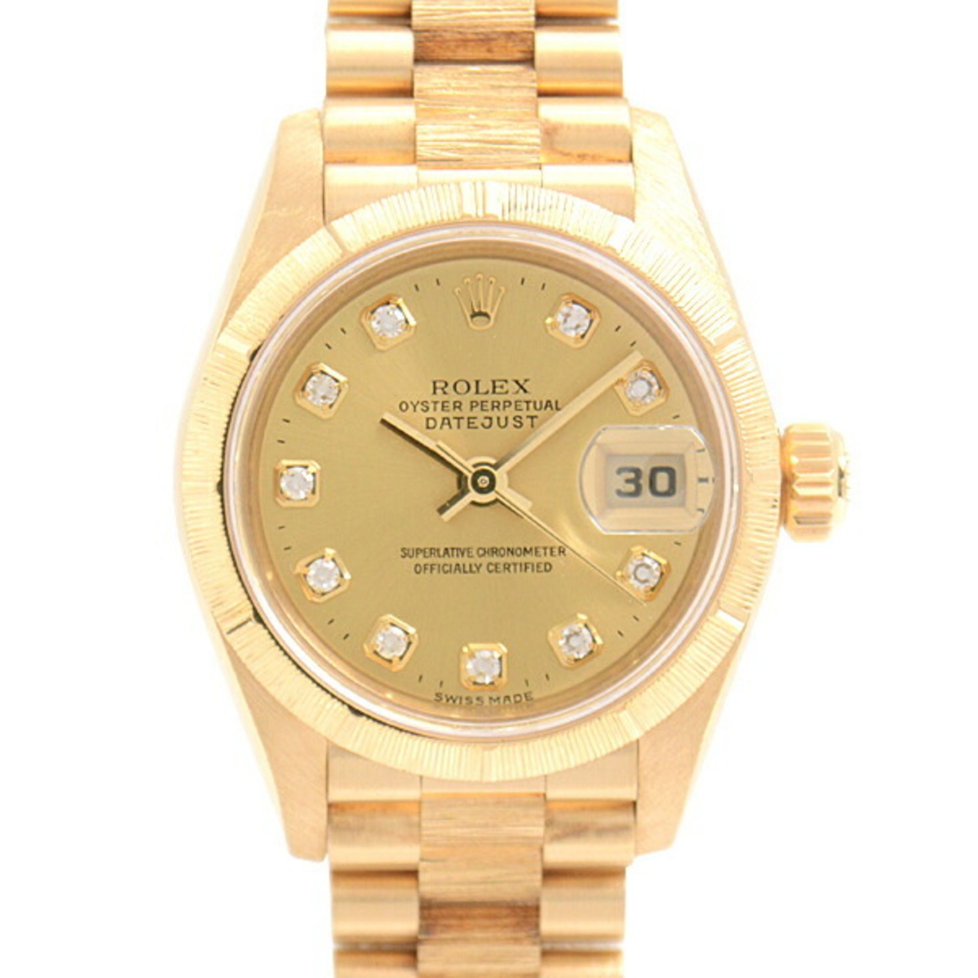 Rolex Watch Ladies Datejust Bark Finish 10P Diamond Automatic Gold Dial A Series 750YG ROLEX 79278G