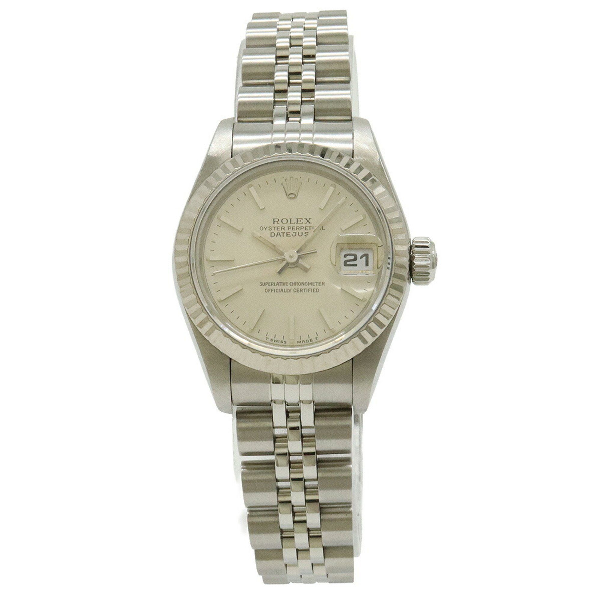 ROLEX Rolex Datejust Silver Dial Stainless Steel 18K White Gold Bezel Women's Automatic Watch 69174G