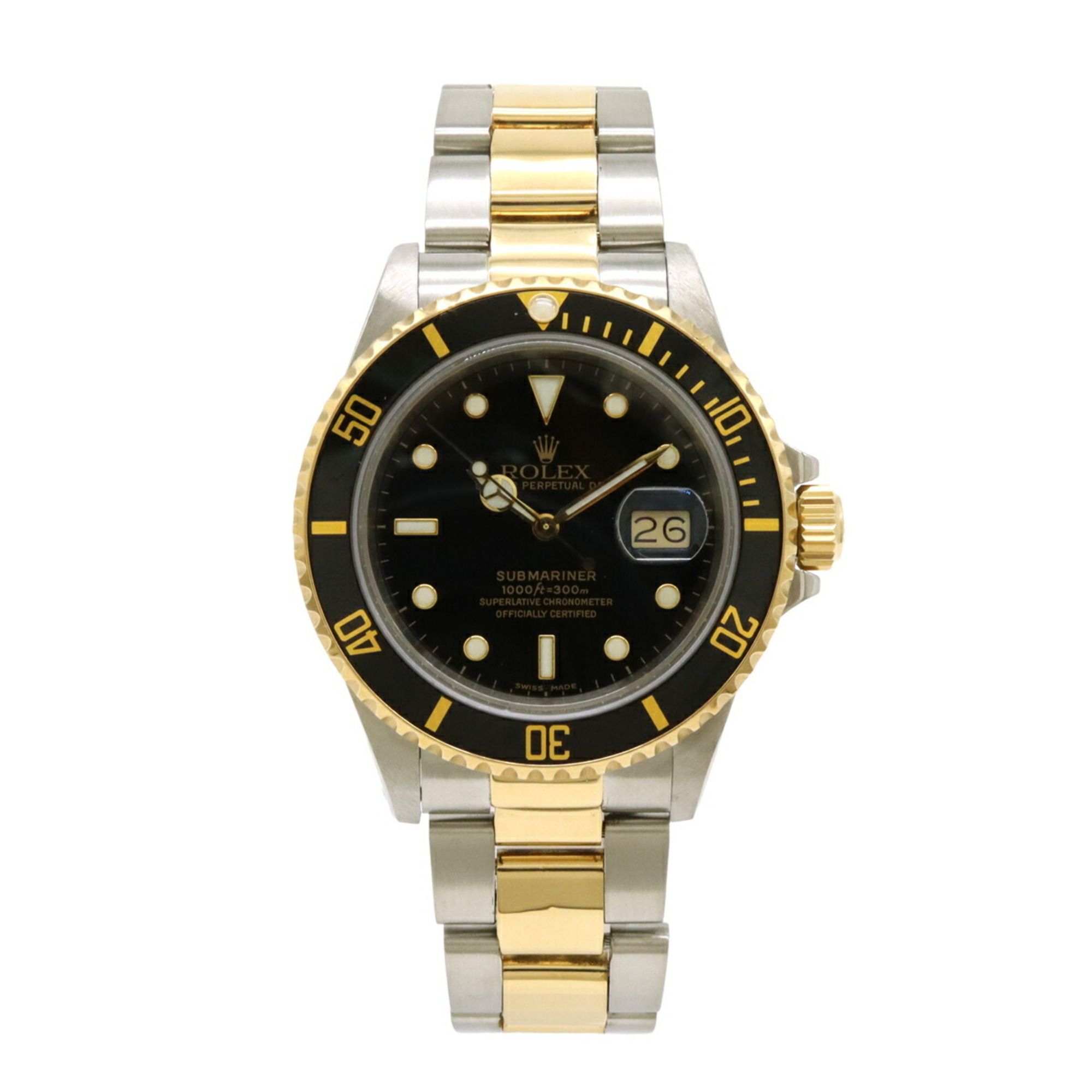 ROLEX Rolex Submariner Date Black Dial YG SS No. 96 Men's AT Automatic Watch 16803