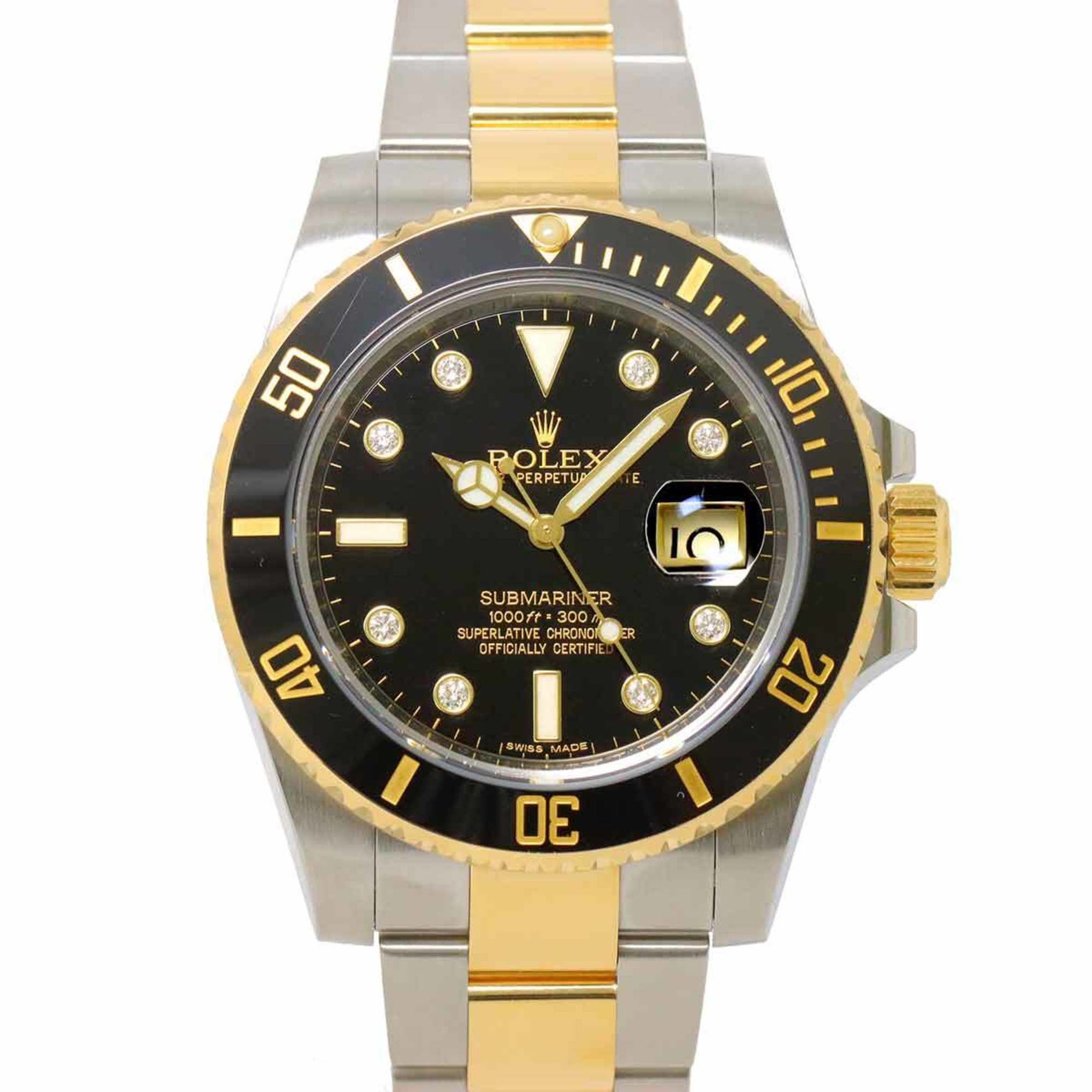 Rolex ROLEX Submariner Date Combi 116613GLN Random Number Roulette 8P Diamond Men's Watch Black K18Y
