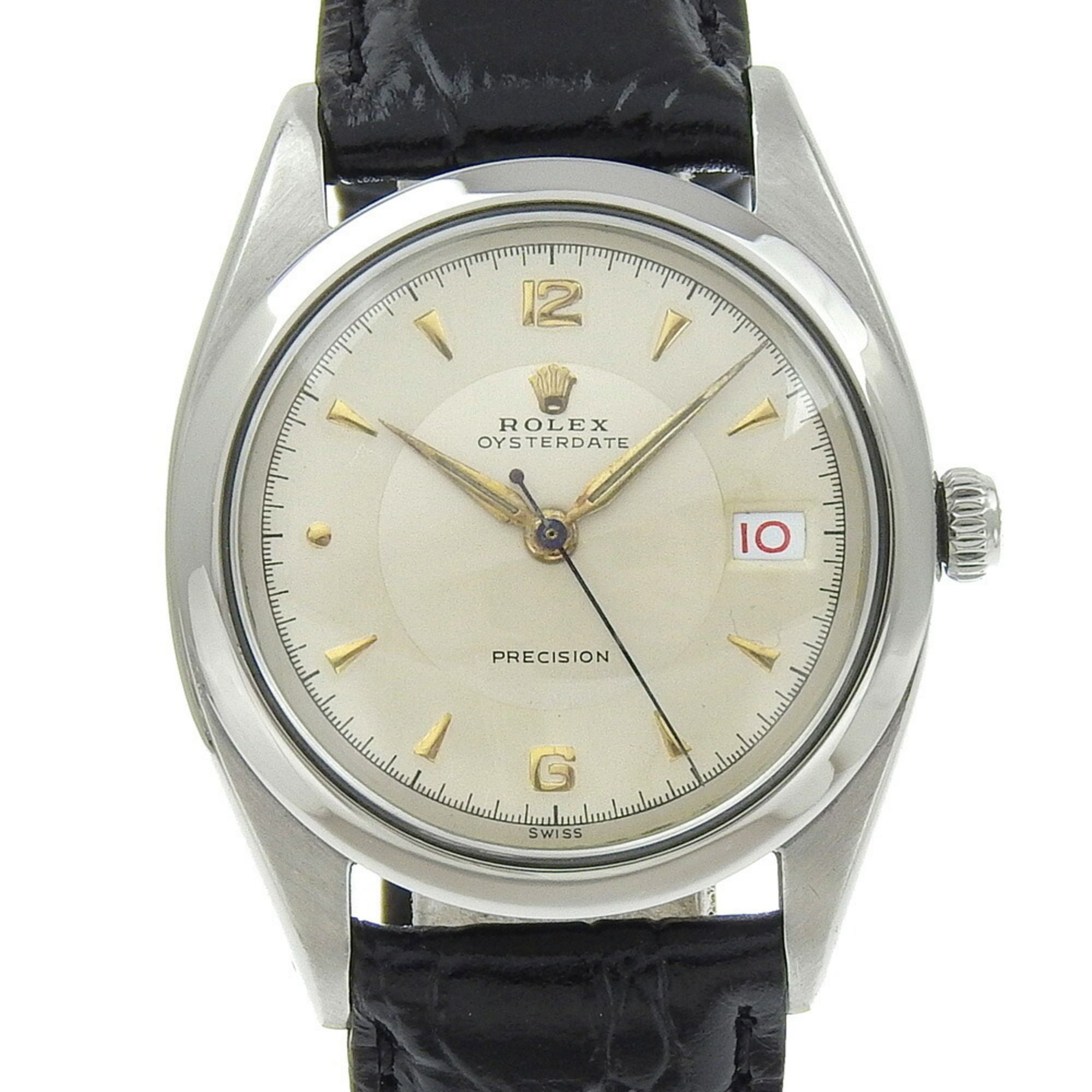 Rolex ROLEX Precision Oysterdate Watch 2 6494 Stainless steel x embossed leather Hand-wound White di