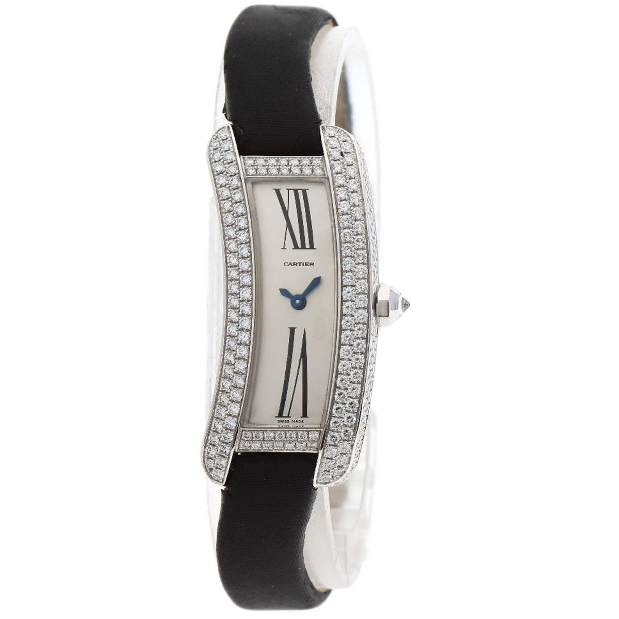 Cartier Tank S Diamond Watch WJ300950, 18K White Gold, Leather and Satin, Women's