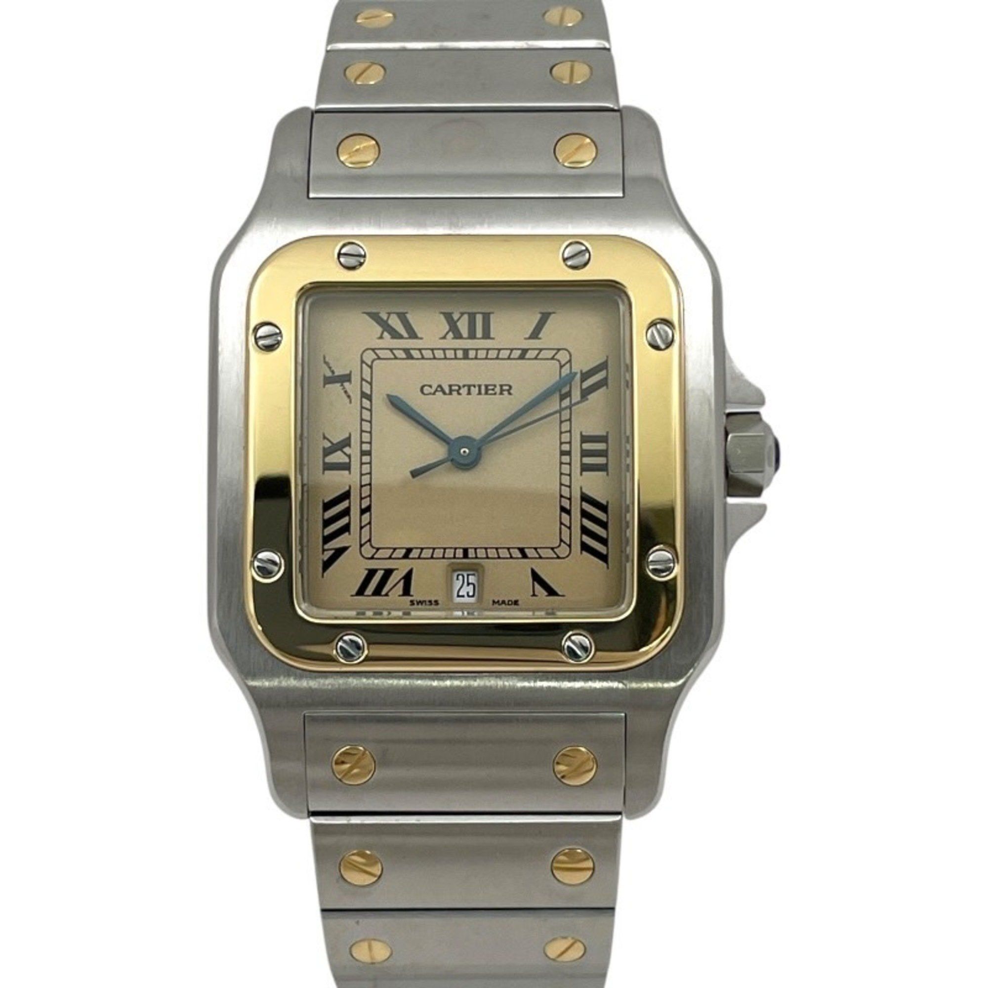 CARTIER Santos Galbe LM W20011C4 Watch, Stainless Steel and Yellow Gold, Men's Women's Quartz Moveme