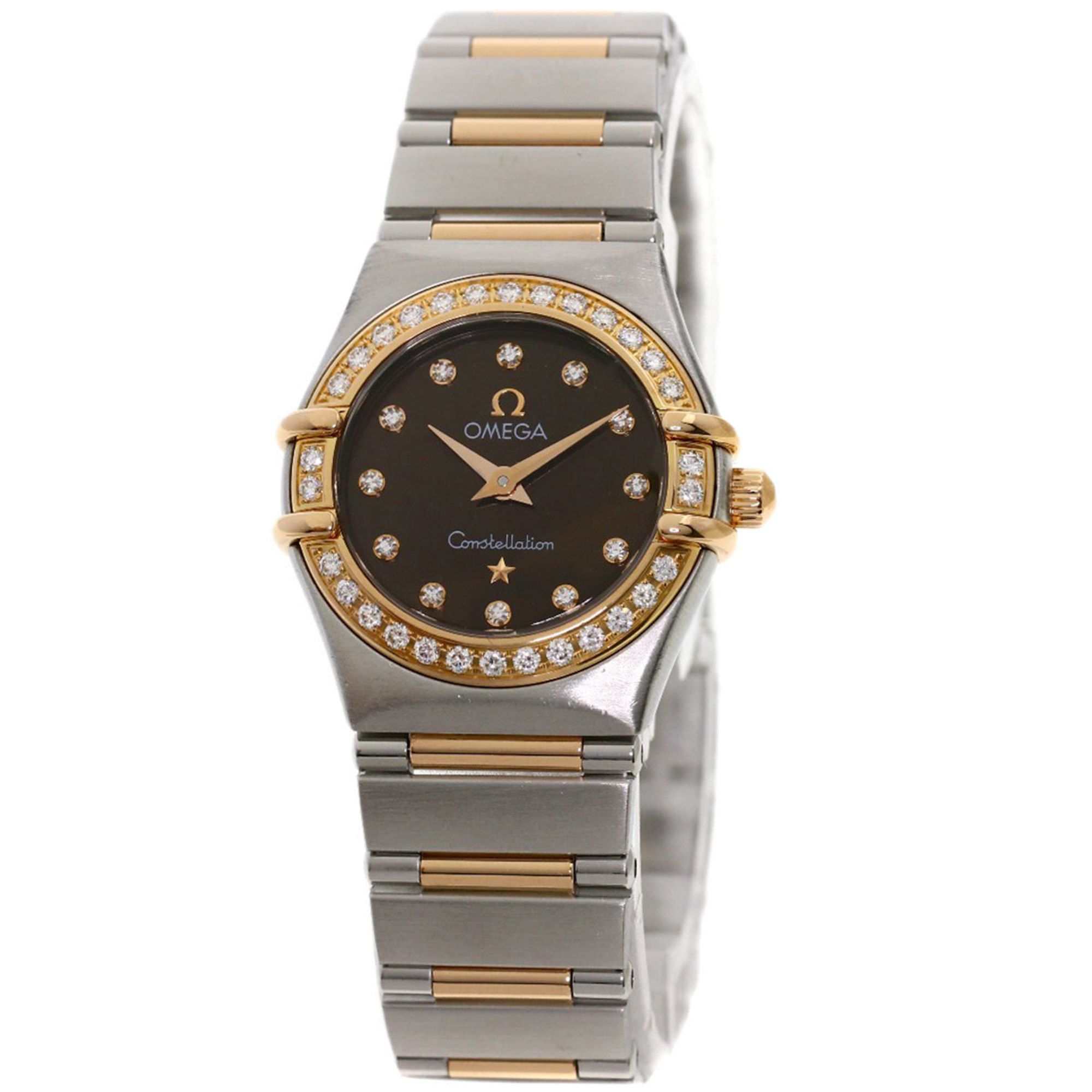 OMEGA 1358.60 Constellation 12P Bezel Diamond Watch Stainless Steel SSxK18PG Ladies