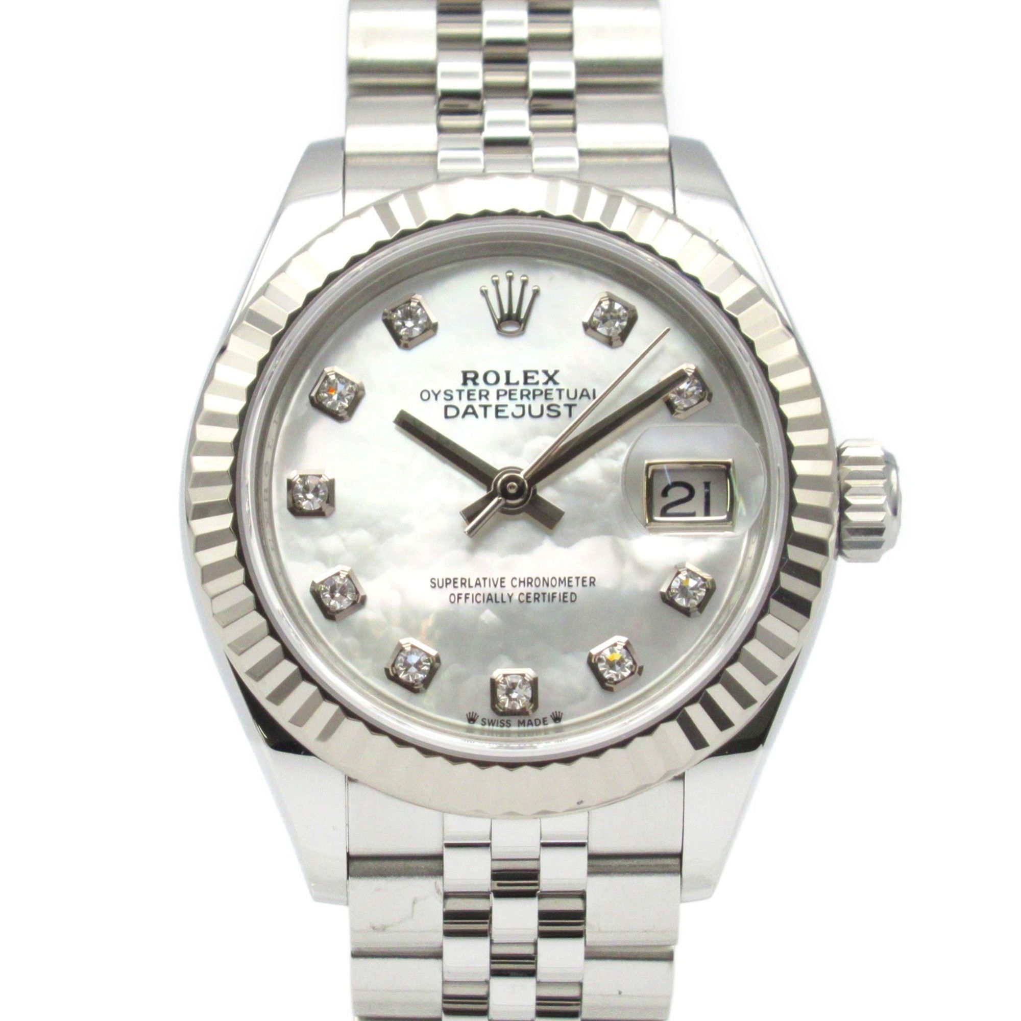 Rolex Datejust 10-Piece Diamond Watch, Random Number, 18K White Gold (White Gold), Stainless Steel,