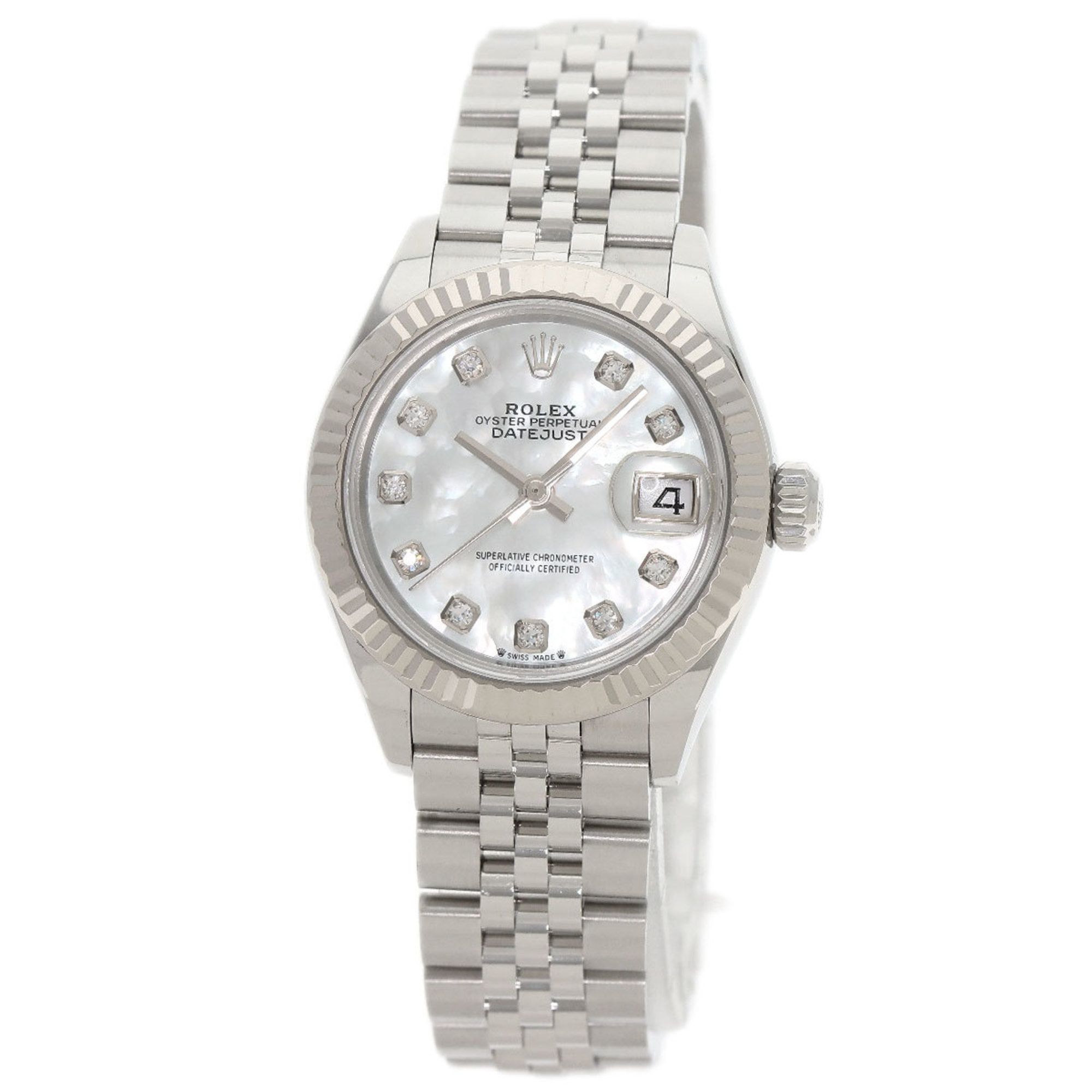 Rolex 279174NG Datejust 28 10P Diamond Watch Stainless Steel SS SSxK18WG Ladies ROLEX