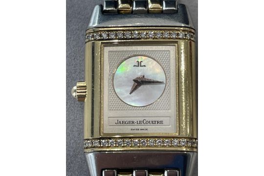 Jaeger LeCoultre Reverso Duetto - Steel & Gold bracelet with MOP diamond Dial and Traditional Dial