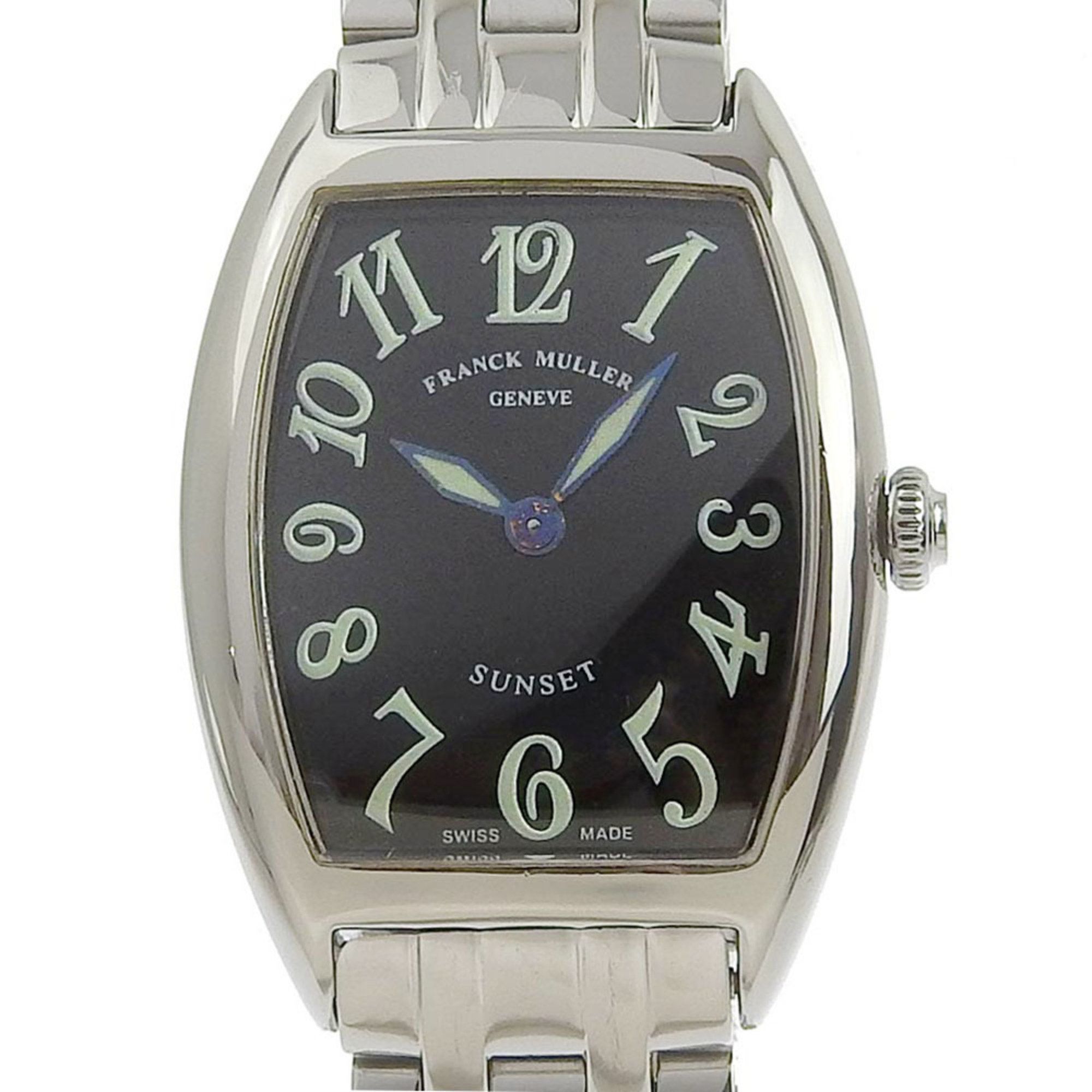 FRANCK MULLER Franck Muller Tonneau Curvex Sunset 1752QZ Stainless Steel Silver Quartz Analog Displa