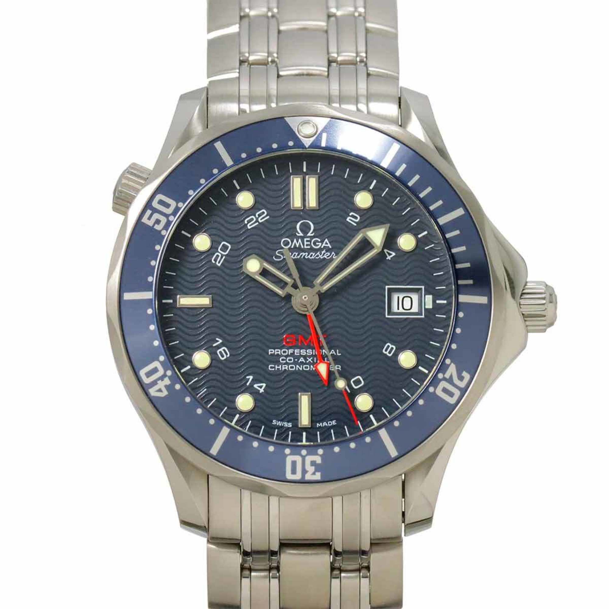 OMEGA Seamaster Professional 300 GMT 2535 80 Men's Watch with Date, Navy Blue, Automatic