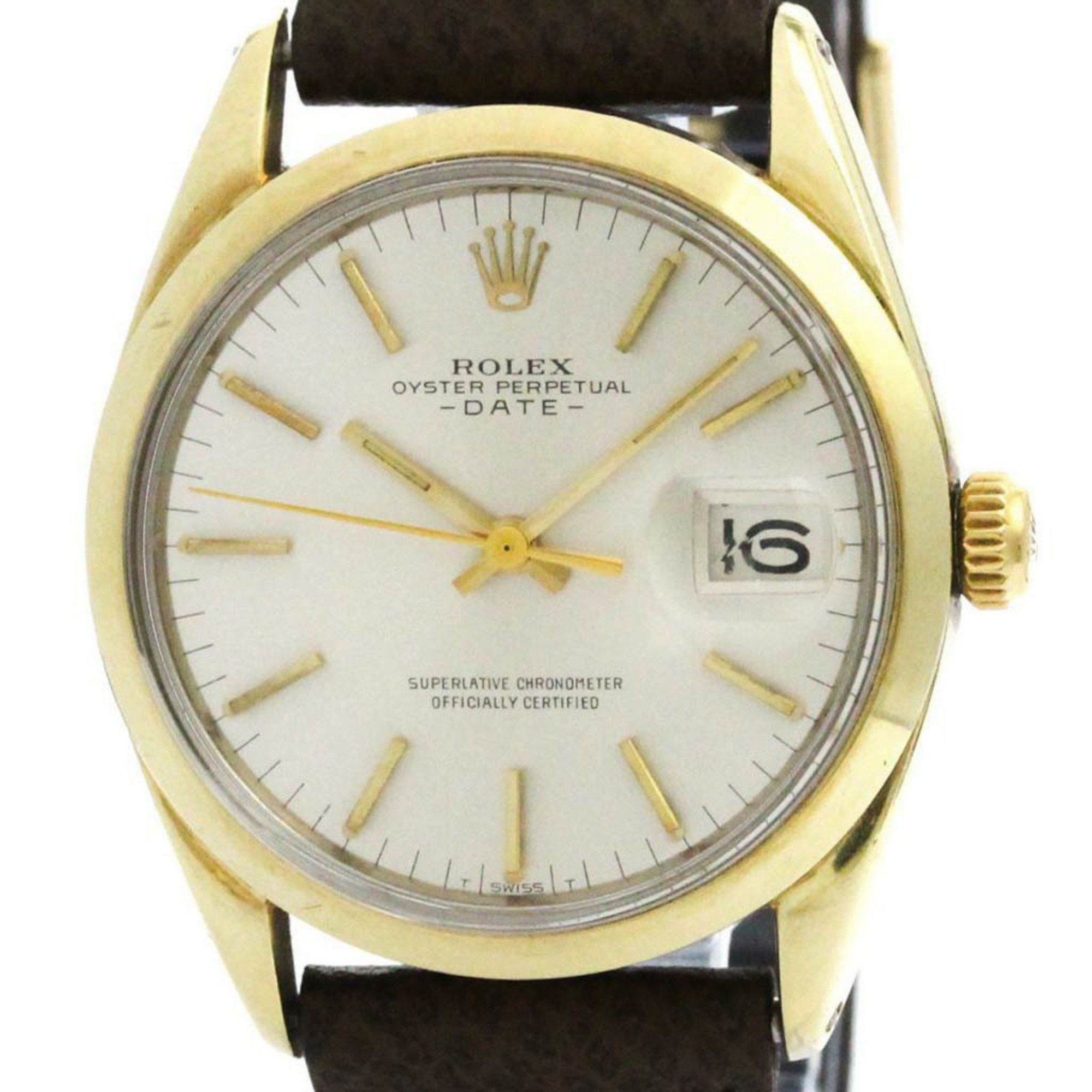 Vintage ROLEX Oyster Perpetual Date 1550 Gold Plated Automatic Watch