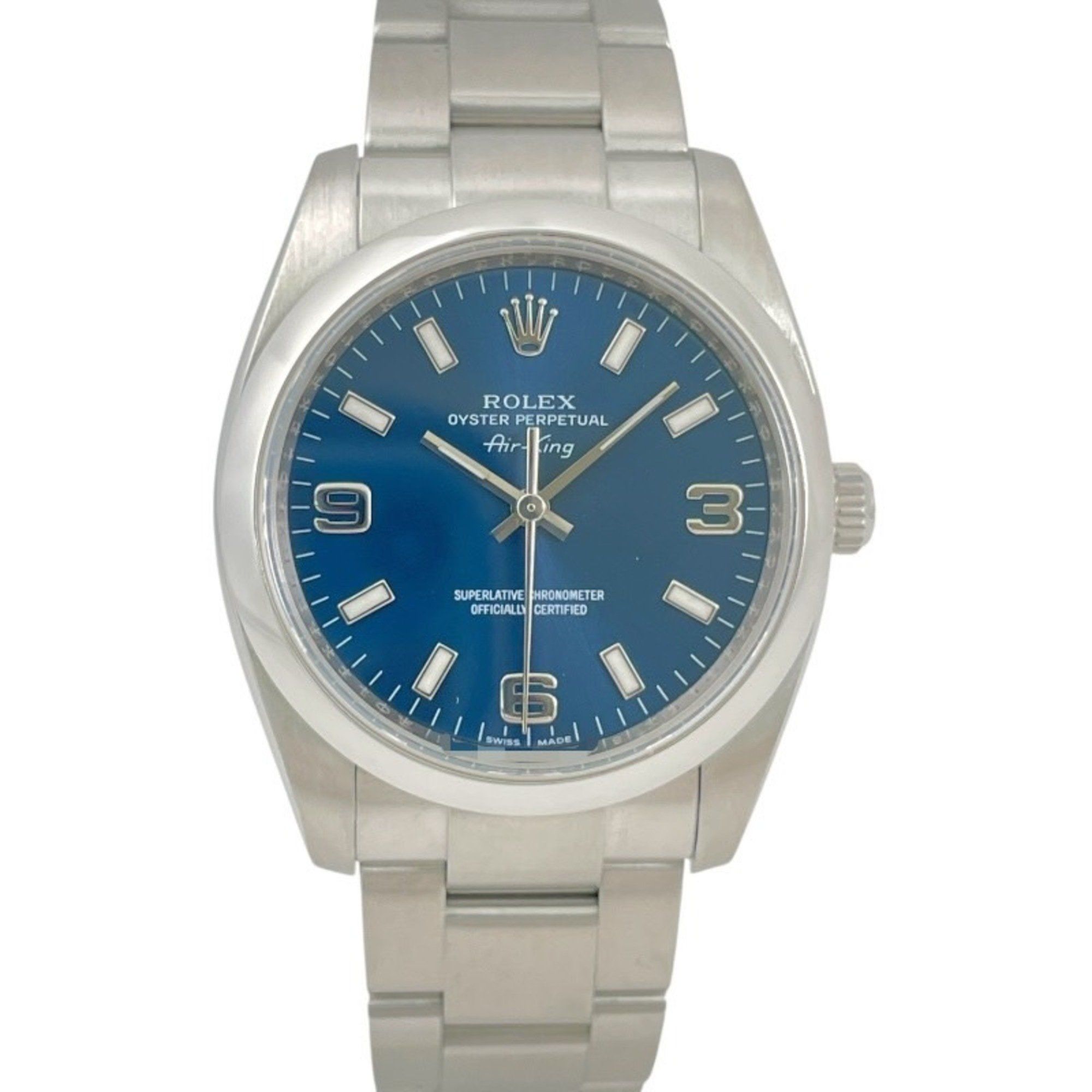 ROLEX Air-King 114200 Men's Watch, Random Number, 2013 Warranty, Blue Dial, 369