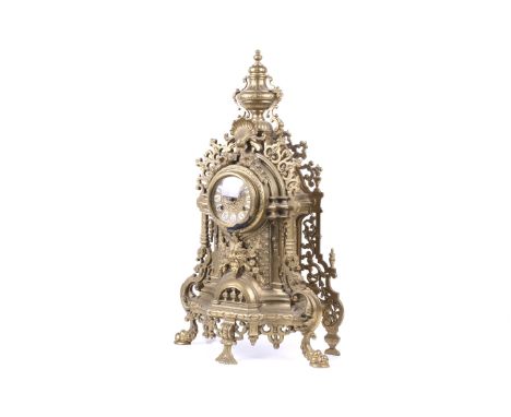 A 20th century 'Louis XIV Style' gilt brass case striking mantel clock. Franz Hermle & Sons, Imperial, German stamped movemen