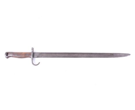A WWI 1907 pattern hooked quillon Wilkinson bayonet. With single side fullered steel blade. Stamped Wilkinson 1907 to the bla