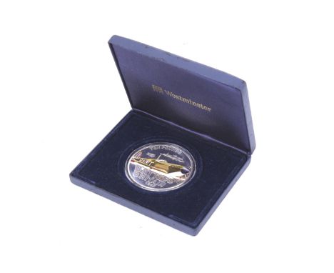 A Jersey 2010 Battle of Britain enamel Balwick £10 silver proof coin. In case