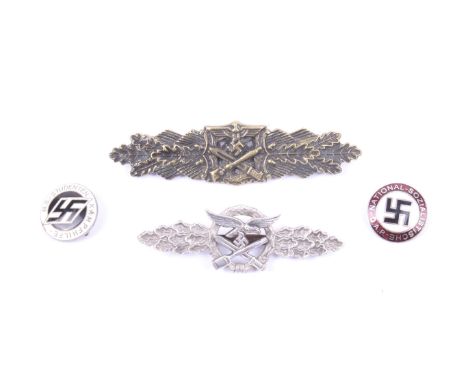 WWII replica Luftwaffe close combat clasps. With two enamel Party badges.