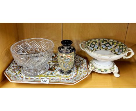 A group of ceramic and glass items, plate W. 45cm.