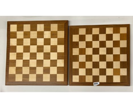 Two wooden chess boards, largest. 71 x71cm.