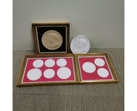 A group of framed intaglio, largest. 14cm.
