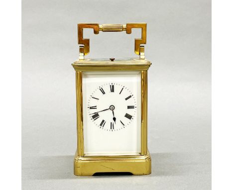 A gilt brass striking carriage clock, H. 16.5cm.