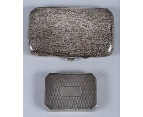 A silver Mappin &amp; Webb pill box with engine turned decoration, 2" wide, and a silver cigarette case, 3.0oz troy approx