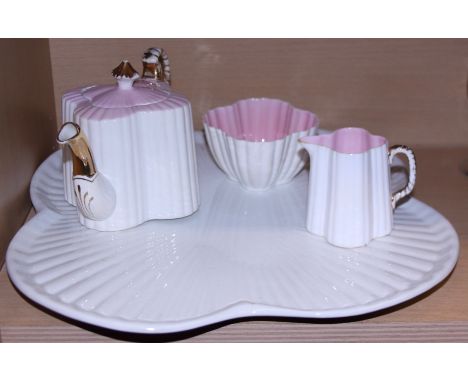A bachelor's early 20th century Grainger Worcester teaset including tray, tray 15" wide