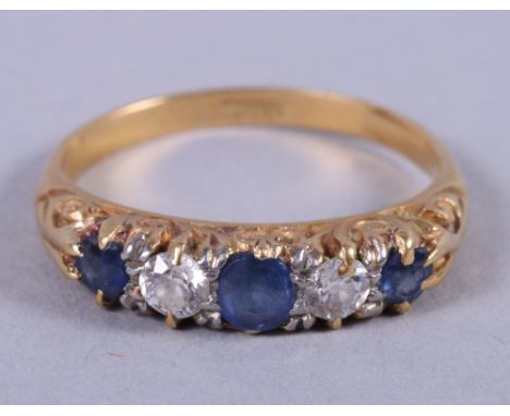 An 18ct gold sapphire and diamond ring, size N, 3.8g