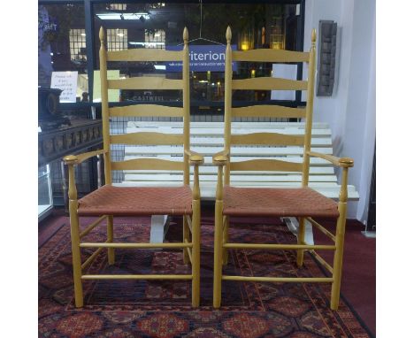 Two ladder back chairs by Shaker London Ltd, h 129 Cm, W 60cm, D 51 cm