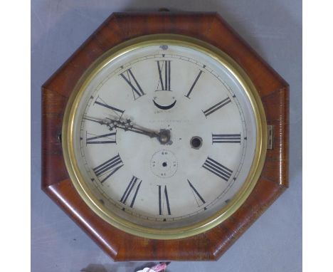 An American octagonal thirty hour 'Marines' clock by E.N. Welch, the painted dial with Roman numerals, with subsidiary second
