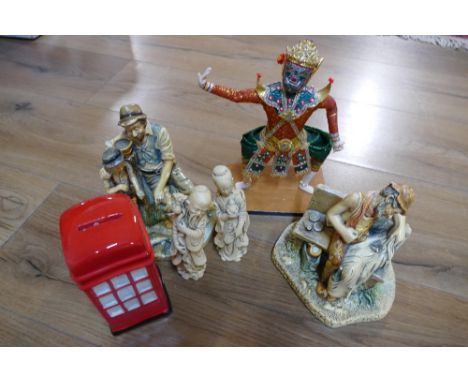 Ornaments and ceramic telephone box 