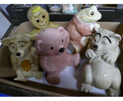 Five ceramic money boxes - Wade etc