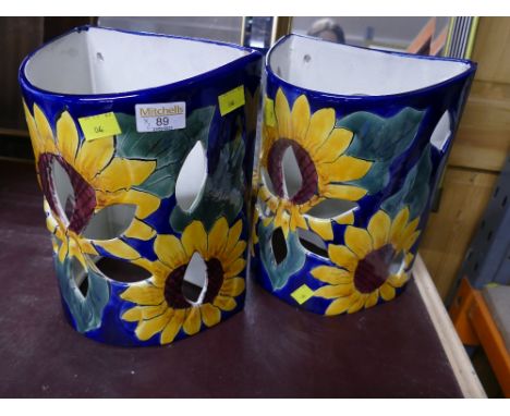 Two Mexican ceramic wall light sconces