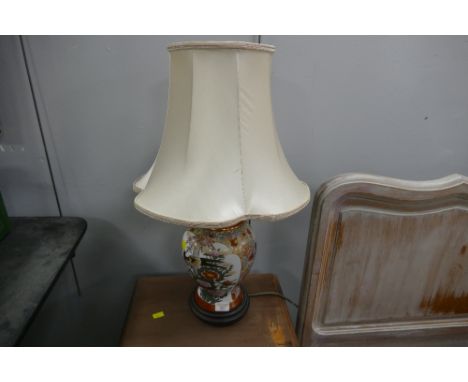 Oriental table lamp and shade, height 63 cm 