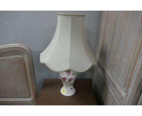 Aynsley Rose pattern table lamp and shade, height 55 cm 