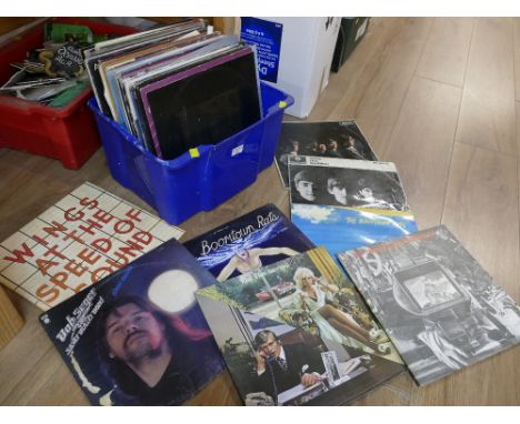 Box of vinyl LP's, The Beatles, Rolling Stones, Boomtown Rats, Bob Seger etc