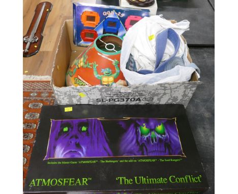 Teenage Mutant Hero Turtles lamp shade and magazines, set of handheld games, child's karate/judo outfit and Atmosfear The Ult