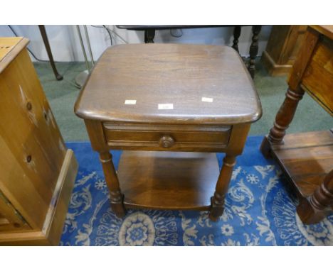 Ercol style bedside table with single drawer and open section below, height 54 cm, width 48 cm, depth 44 cm