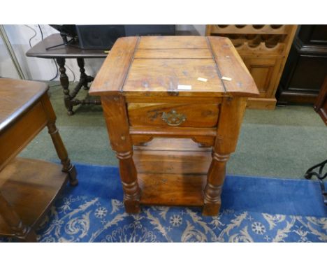 Mango wood hall table with drawer and open section, height 64 cm, width 35.5 cm, depth 45.5 cm