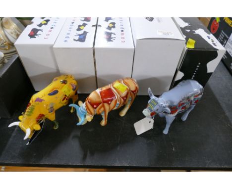 Cow Parade ceramic ornaments with boxes 