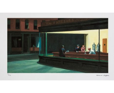 Edward Hopper (after) 'Nighthawks' limited edition 111/150, lithography print, signed bottom right, numbered with pencil bott