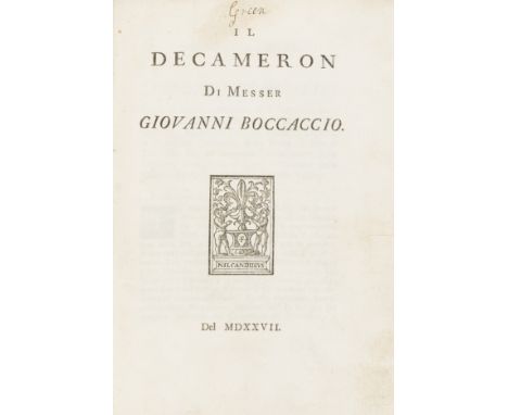 Boccaccio (Giovanni) Il Decameron, engraved portrait, list of subscribers, contemporary calf-backed boards, worn, 4to, 1527 [